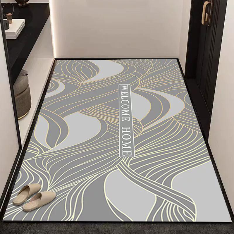 

Современный входной коврик из диатомовой грязи, нескользящий, впитывающий, быстросохнущий, обрезаемый придверный коврик, грязеотталкивающий, для дома, прихожей, дверного проема, напольный коврик 60x90cm