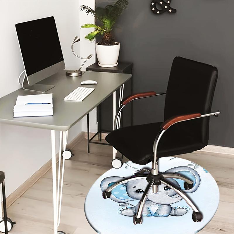 1PC Elephant Non-Slip Floor Round carpet, Office, family, bedroom, Large Area Rug Indoor Rugs,  Durable PolyesterH0318