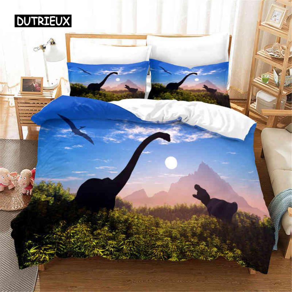 Dinosaur Duvet Cover Set King Size Jurassic World Battle 2/3 Piece Twin Bedding Set Unique Dinosaur Bedding for Kids and Adults