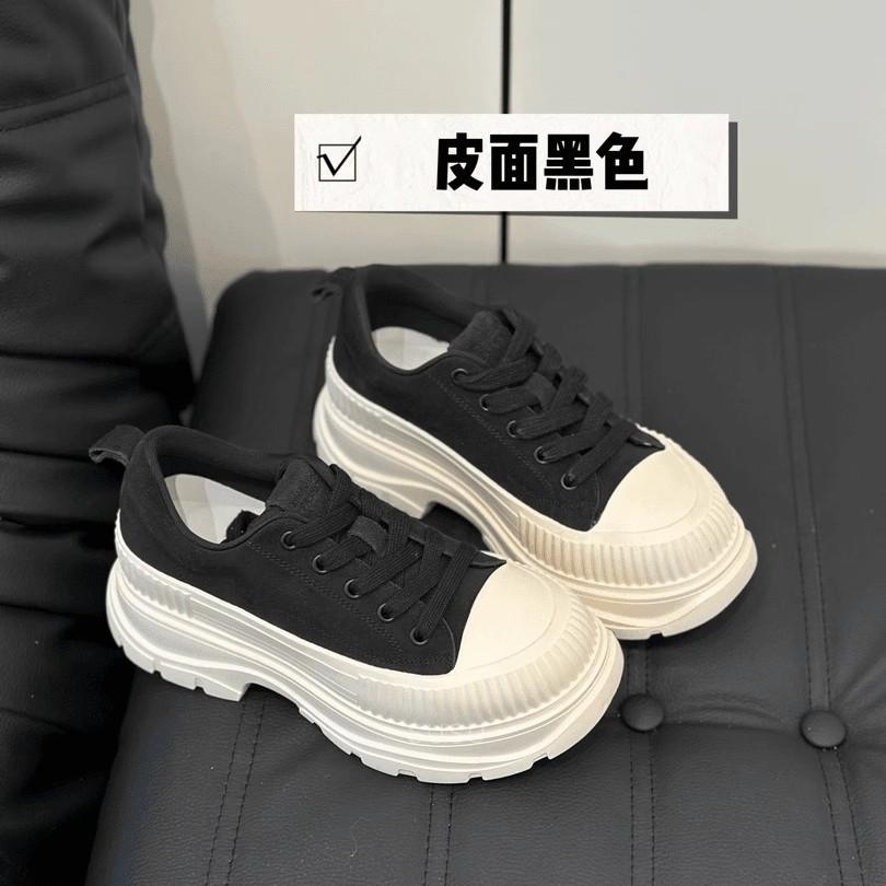 Leather McQueen shoes 2025 autumn new heightened platform lace-up versatile muffin casual breathable dad shoes women