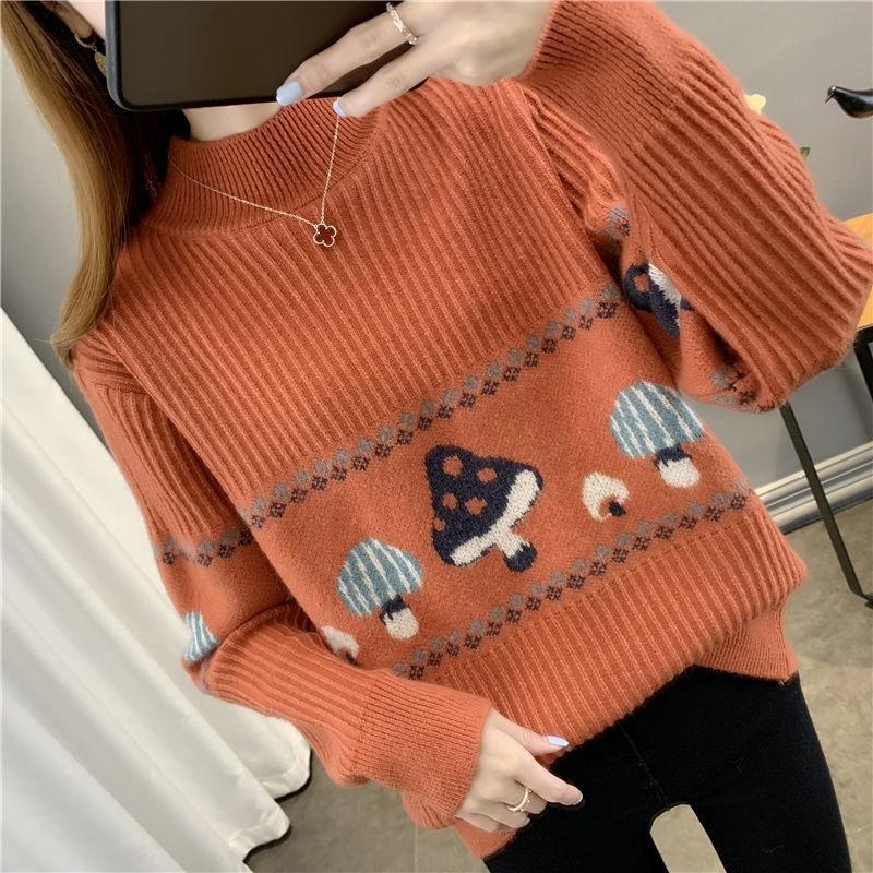 

Свитер для женщин Осень Зима Утепленный Теплый Вязаный Эластичный С длинным рукавом Топы S