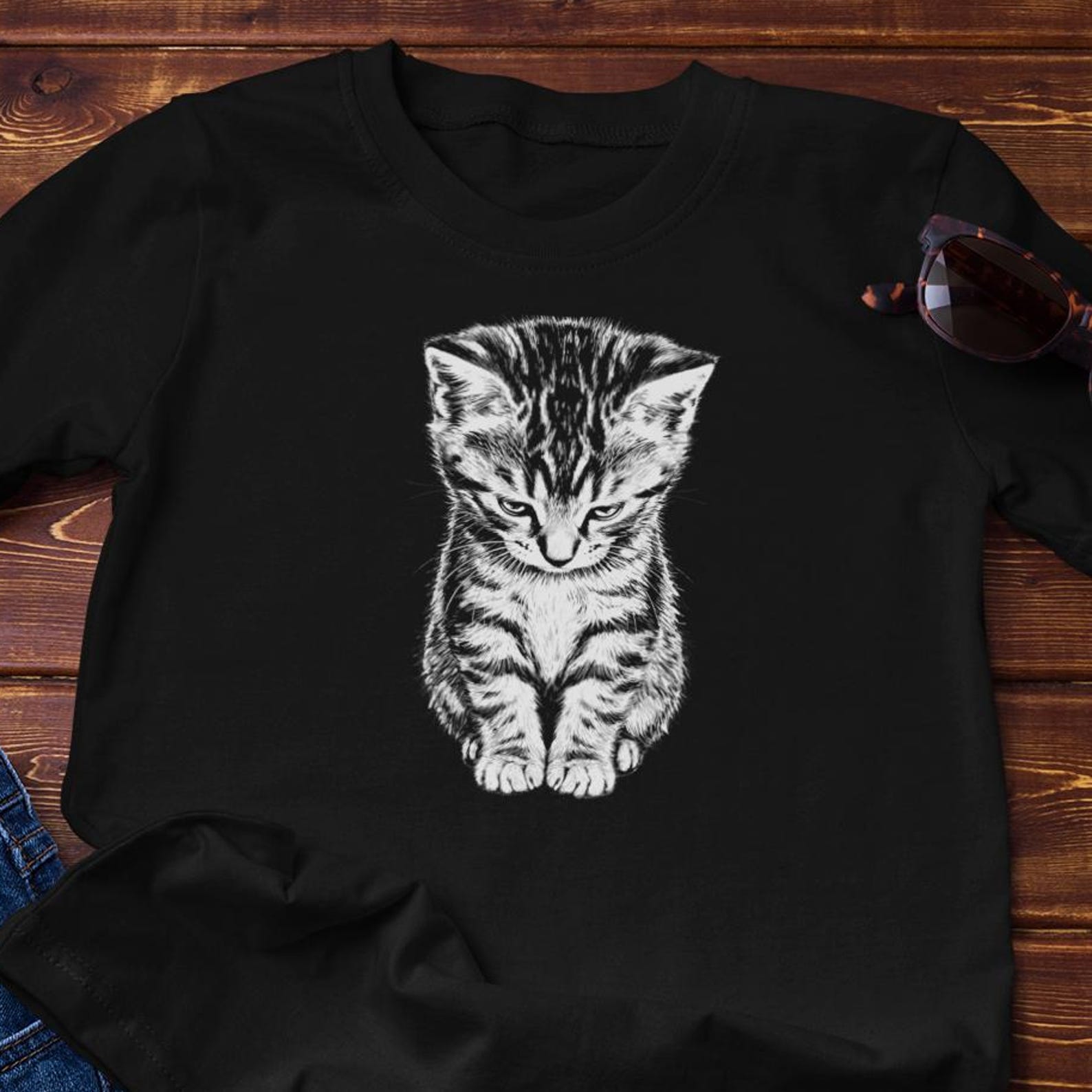 Sad Kitten Shirt | Relatable cat Cotton T-Shirt 4XL