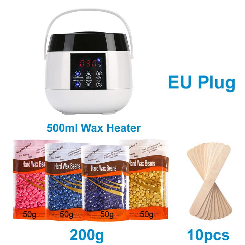 500ML Wax Heater Set For Body Hair Removal Unisex / Black And White Color Electric Display Screen Wax Heater / 200g Wax Beans