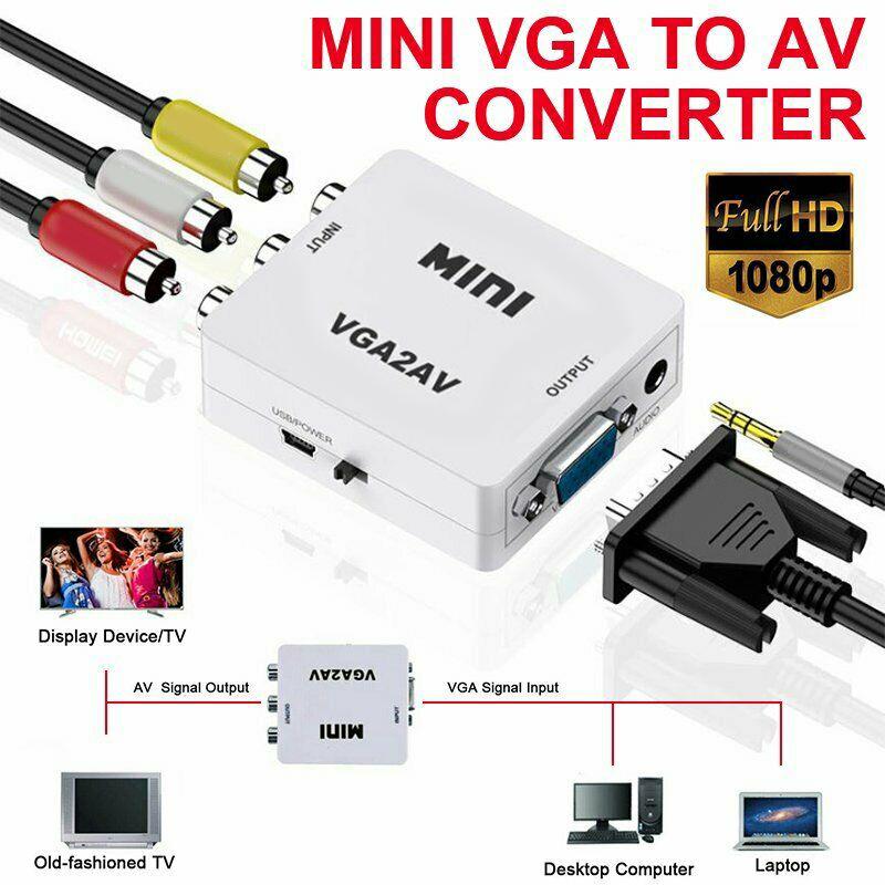 Adattatore convertitore VGA-AV Mini Scaler Supporta 1080P VGA2AV Convertitore PC a TV HD Computer a TV