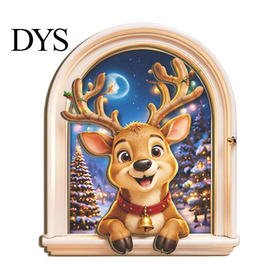 Holiday Party Home Decor Arch Wooden Christmas Fridge Magnet Set, Window Frame Refrigerator Decorative Magnets Magnetic for Metal Surface, Festive