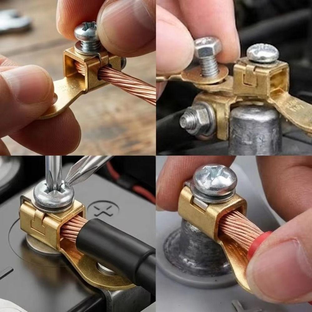 Reusable Solid Copper Car Battery Terminal Blocks 2.5‑10mm² Screw‑Tight Battery Connector 6mm Hole Cable Lug