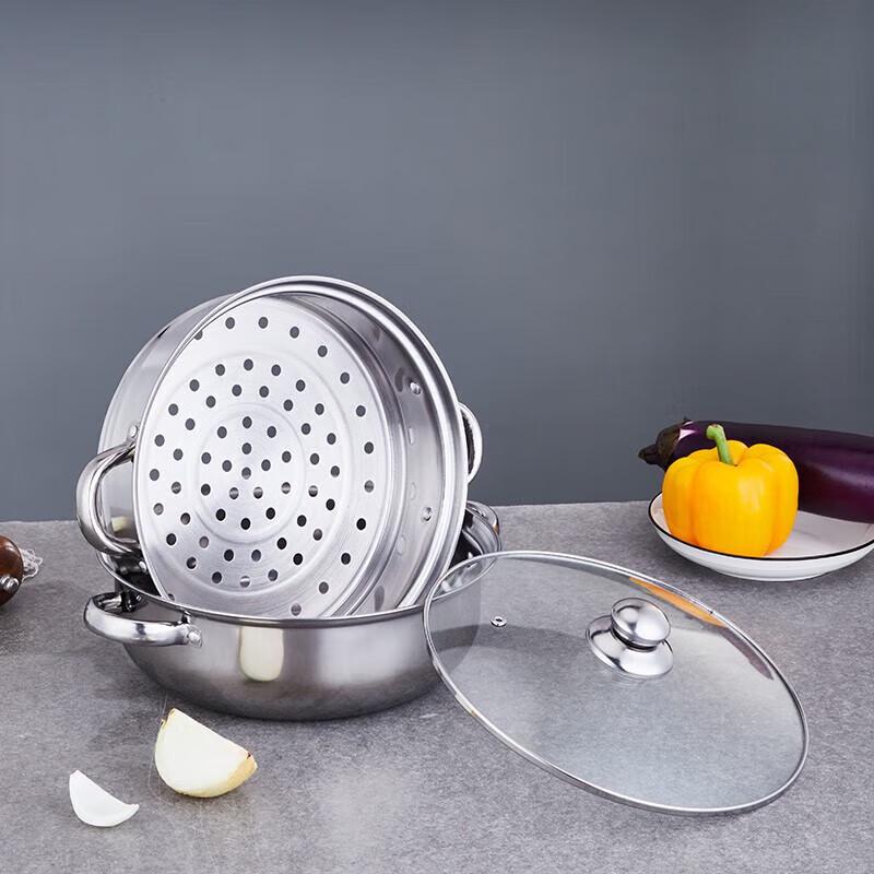 YISPOT 28cm Edelstahl 2-stöckiger Dampfgarer Suppentopf