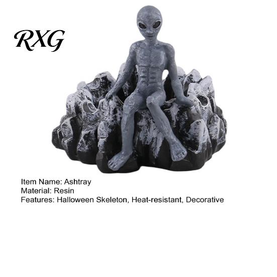 Resin Ash Tray Halloween Skeleton Ashtray, Heat-resistant Gothic Holder, Ashtray Aliens Decorative for Home Office Outdoor