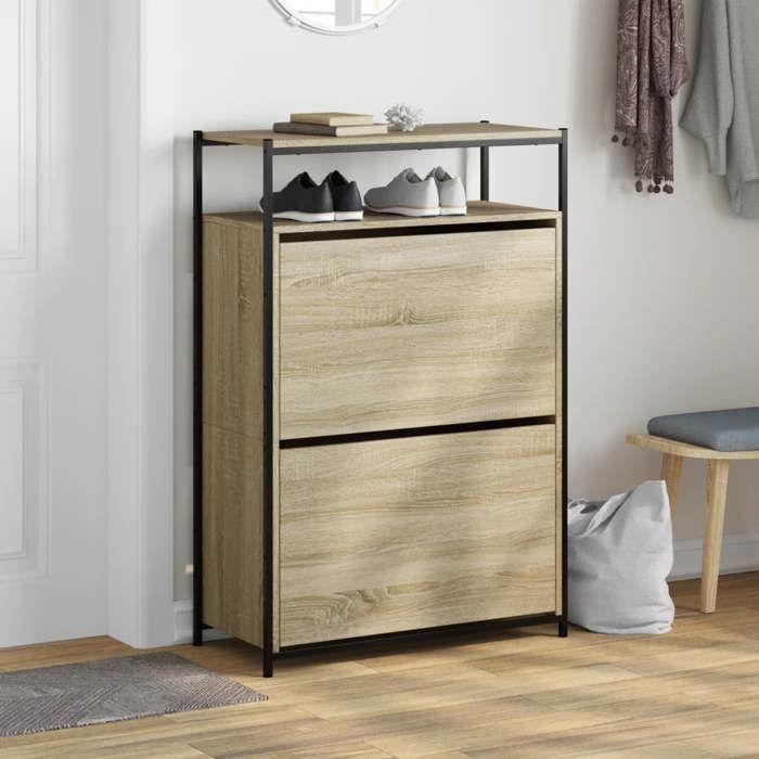 VidaXL Shoe Cabinet Sonoma Oak 75x34x112cm Engineered Wood 840035
