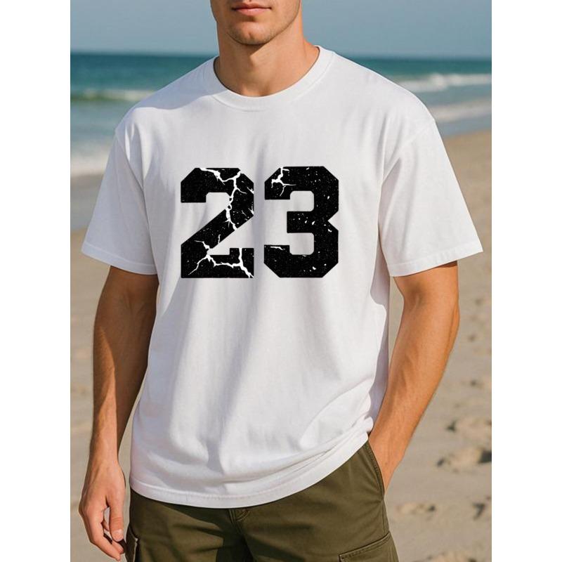 

European sizes Mysterious Trend Crack Number 23 Men S Print Short-Sleeved Shirt | All-Season, Sweat-Absorbing and Quick-Drying 4XL білий