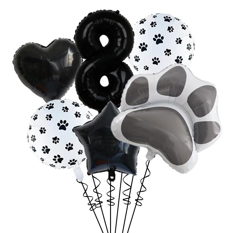 Black Puppy Paw Birthday Party Decor Cat Paw Party Supplies Tableware Cup Plates Balloons For Kids Favors Gifts Baby Shower