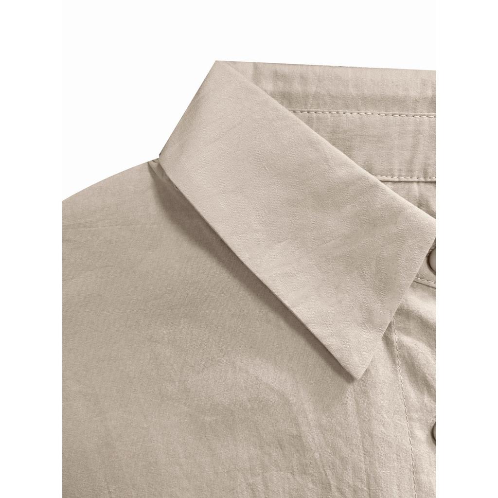 Vintage Solid Color Simple Versatile Loose Long Sleeve Shirt for Spring Autumn, Casual Loose Blouse for Women European American Crossbody Style