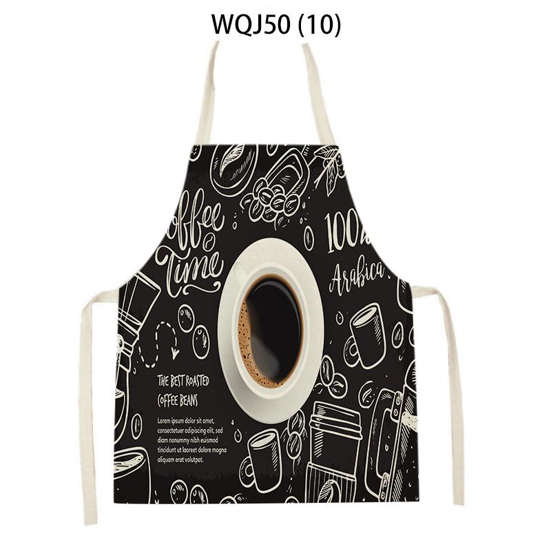 Coffee Hamburger Printed Kitchen Aprons for Adult Kids Household Linen Bib Fruits Vegetables Cooking Baking Apron Cleaning Tool