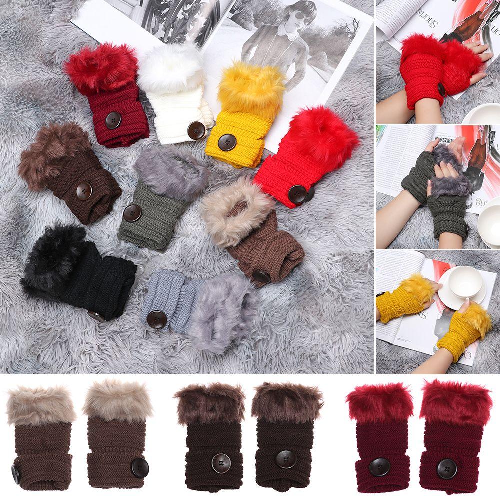 

Winter Thick Warm Elastic Soft Candy Color Knitted Gloves Fingerless Mittens Arm Warmers темно-сірий колір