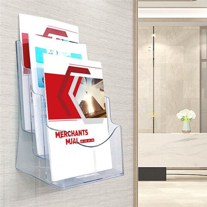 Premium-Magazine Organizer A5 Acrylic Brochure Display Stand Rack Flyer Holder 2Pcs Plastic Literature Rack Document Storage