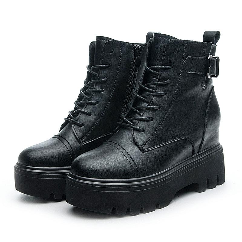 

Martin boots British style autumn and winter new boots inner height increase CM tide ins short boots 34 чёрный