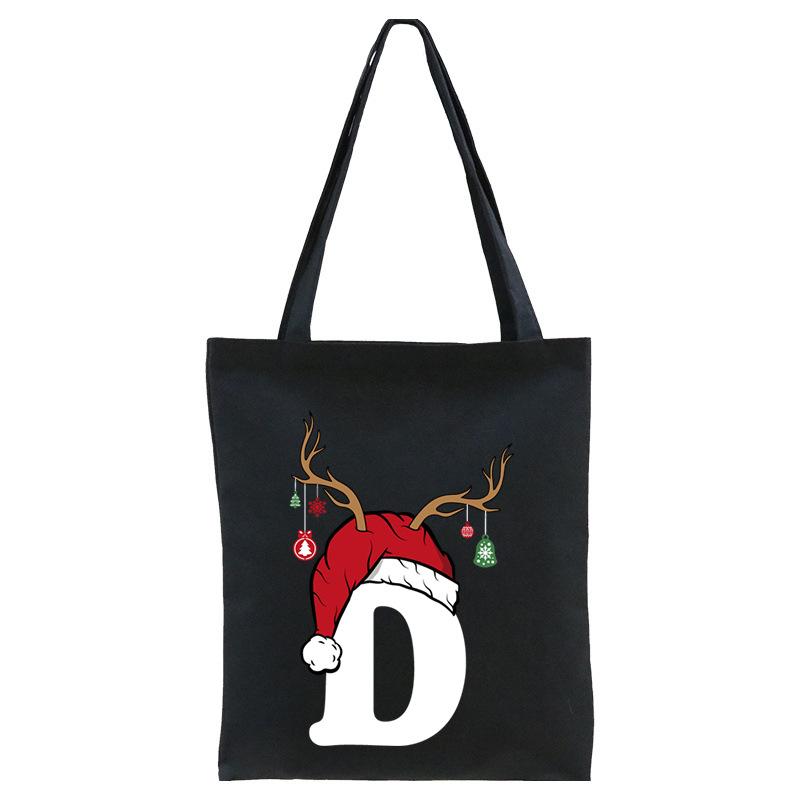 Christmas 26 English Letter Printing Tote Bag Shoulder Bag Women's New Large Capacity Go Out Portable