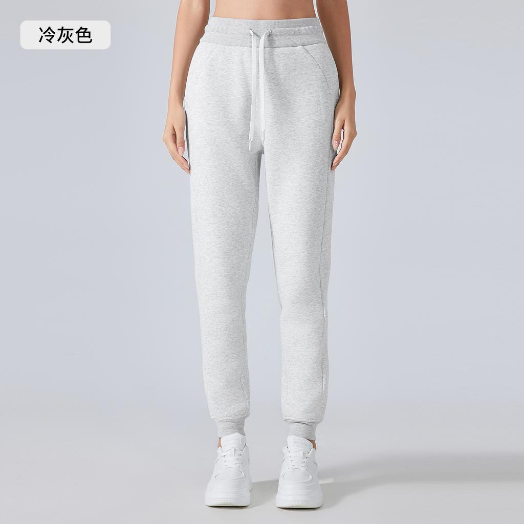 Autumn and Winter Velvet Casual Sweatpants Women's High Waist Drawstring Tied Sports Trousers Outdoor Fitness Running Trousers