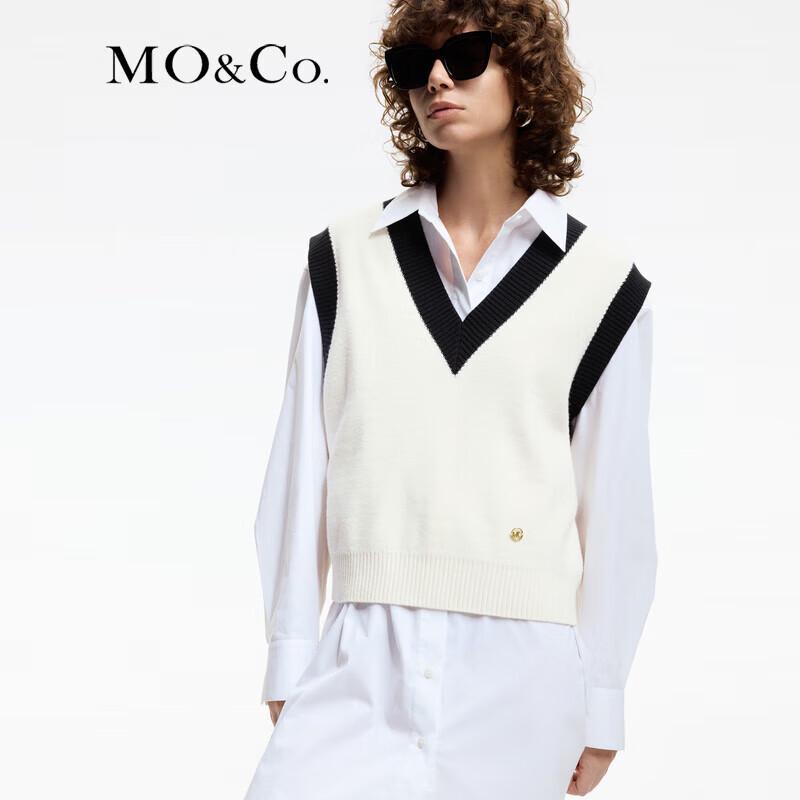 MO&Co. Women's College Style Knit Shirt Dress Two-Piece Set