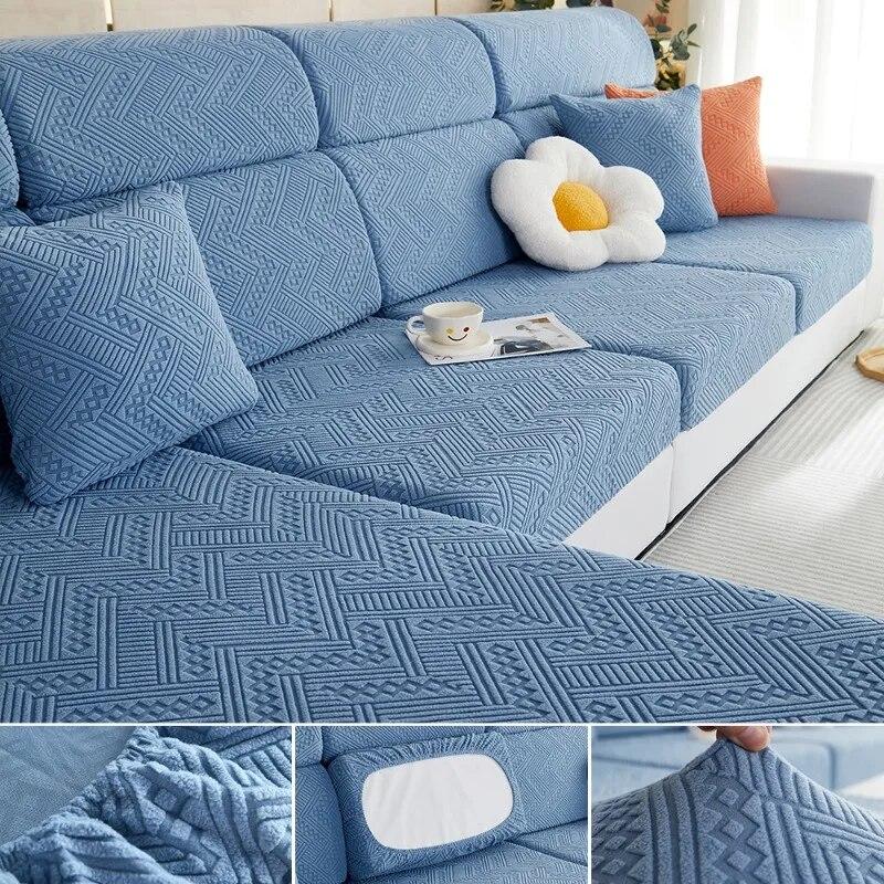 Jacquard Fabric Sofa Sectional Covers For Living Room Removable Couch Slipcover Elastic Sofa Protector Pets Kids Anti-Slip Home