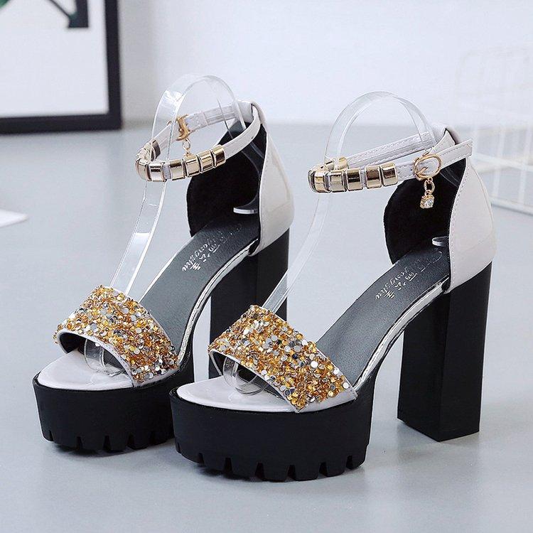 Fashion Summer New Fashion Fish Mouth Sandals Women Thick Bottom High Heels Super High Heel Chunky Wedding Dance Show Shoes Designer