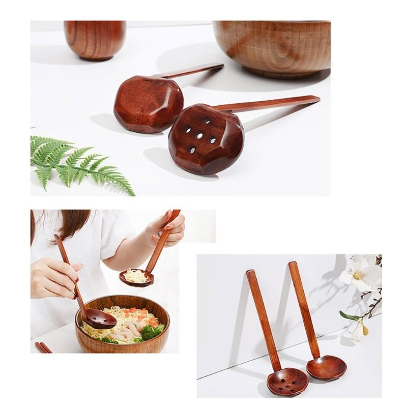 Kitchen Ladles Soup Spoon Wood Serving Spoons Cooking Utensils Wood Kitchen Utensil with Long Straight Handle Enduring