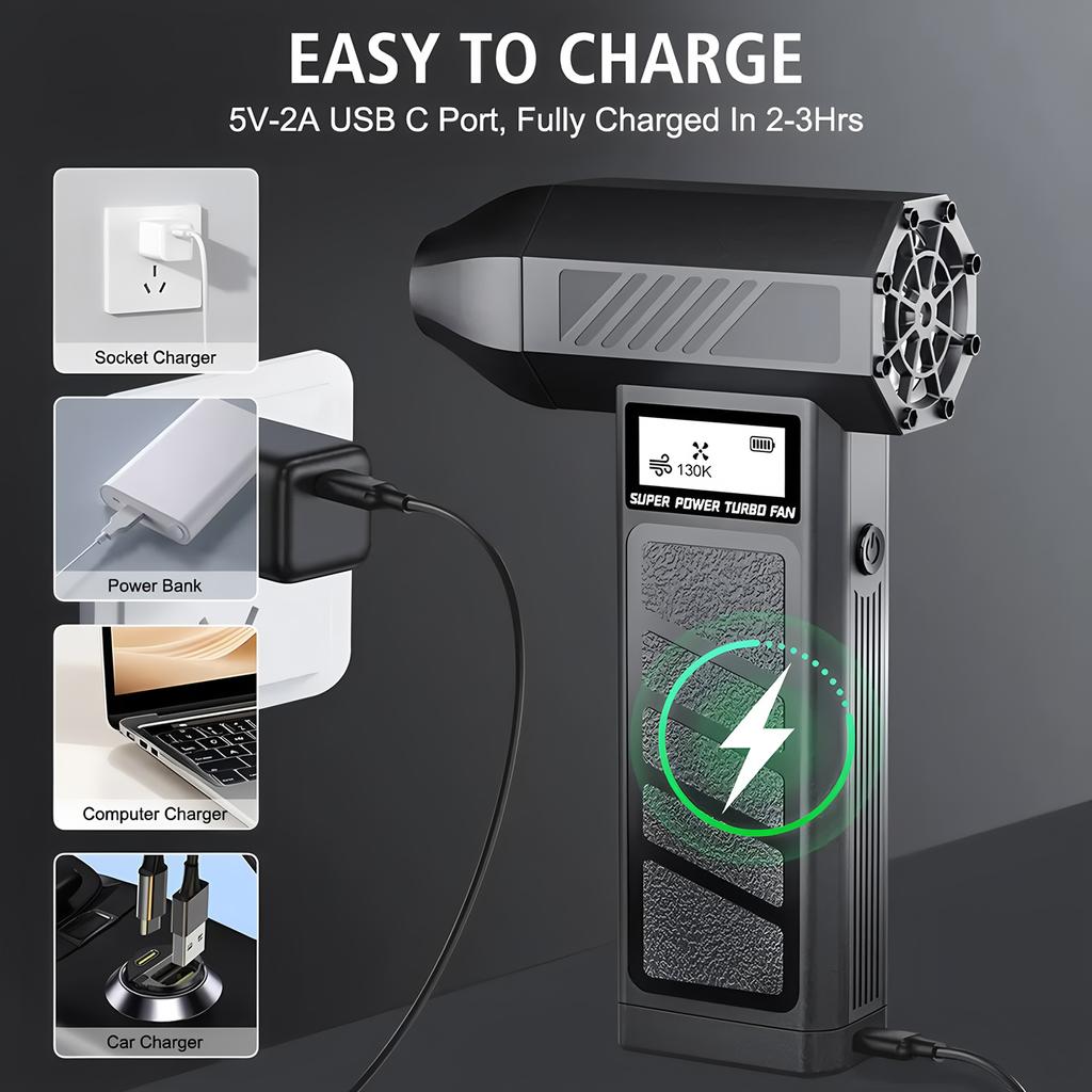 300000PRM Portable Electric Air Blower Turbo Jet Fan Brushless Motor HighSpeed Mini Turbo Jet Fan Adjustable Wind Violent Blower