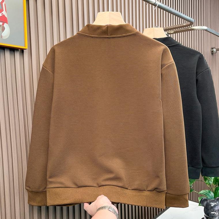 Calm High-End Temperament Retro Dark Coffee Color V-neck Sweater Cardigan Coat Men's Spring and Autumn Casual Sweater Men