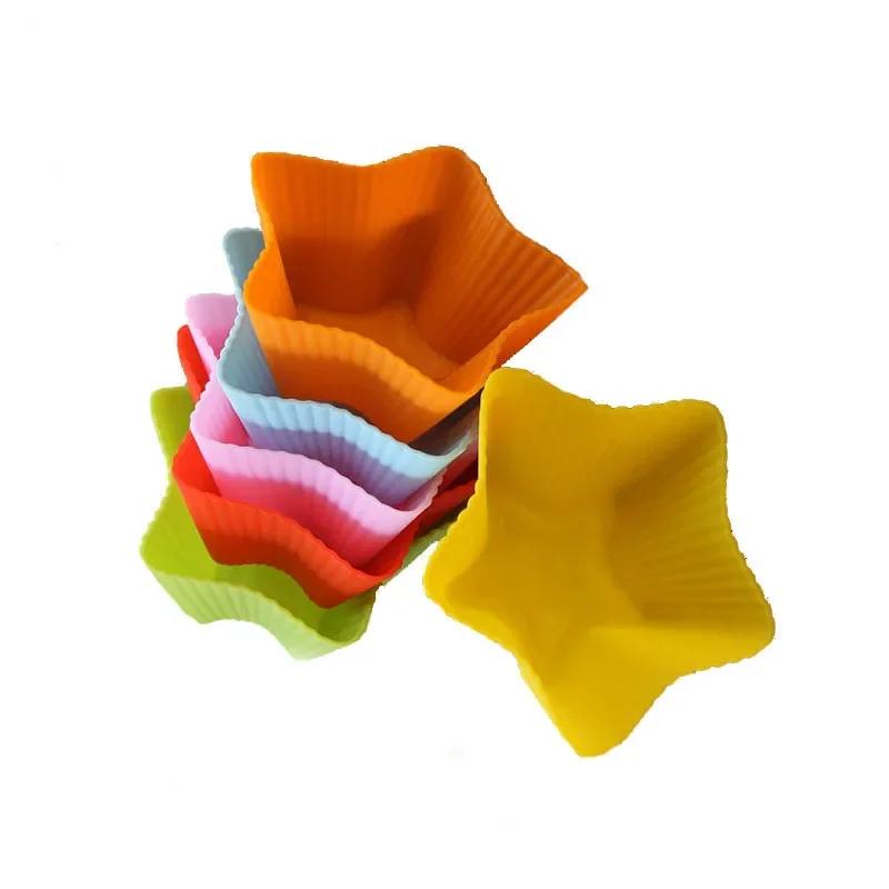 6 PCS/Set Silicone Cupcake Mold Bakeware Cupcake Liner Reusable Muffin Baking Nonstick Moulds Kitchen Baking Accessories Random