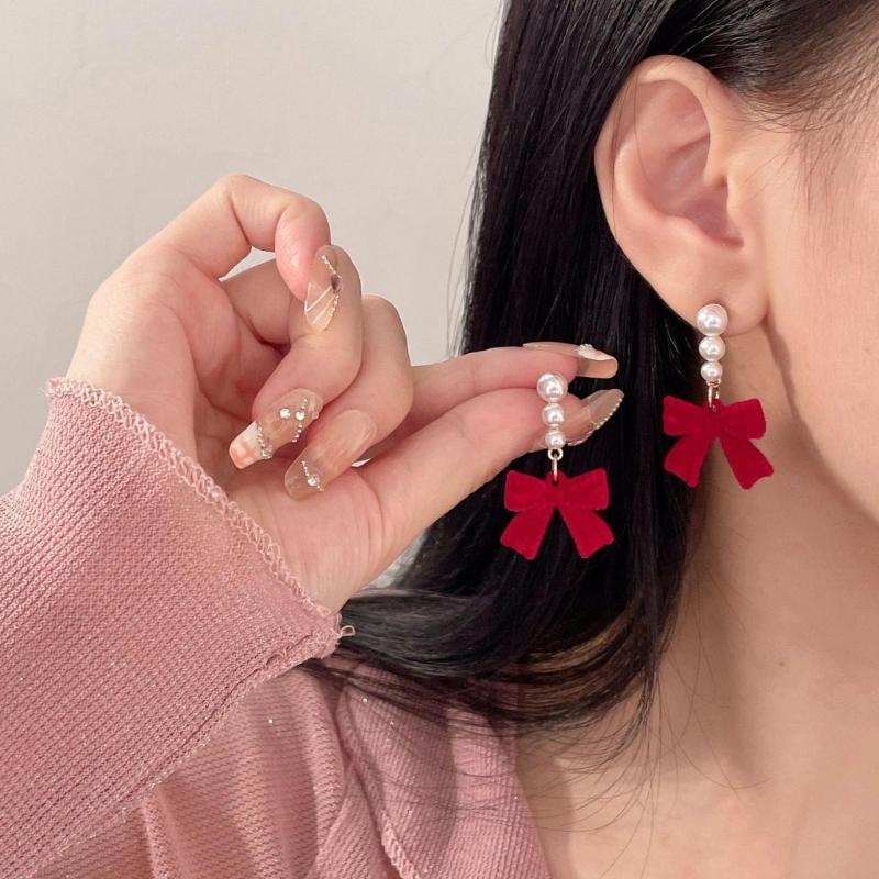 Fashionable Bowknot Earring for Women Cute Ear Studs Adornment Trendy Ear Hooks Charm Ornament Jewelry Accessories