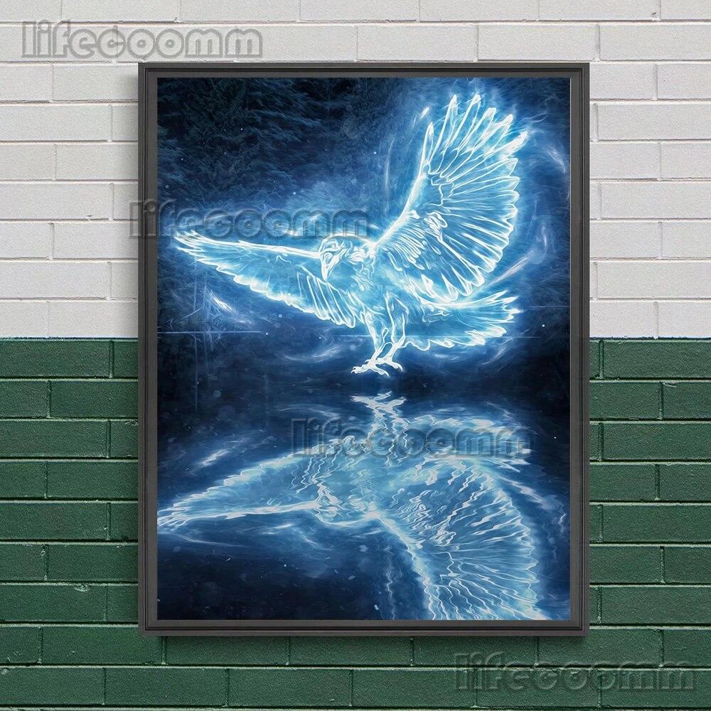 Animal Elves In The Forest Wall Art Canvas Painting Stag,Raven,Owl,Leopard,Mystical Creature Art Poster And Print Home Decor No Frame