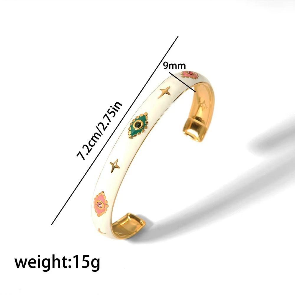 Oil Drip Design Women's Bangle Pink Green Rhinestone Demon's Eye Bracelets  Girls Gift