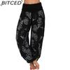 BITCED 15 Color Women Casual Elastic Waist Plus Size Print Long Trousers Straight Loose Long Pants Haren