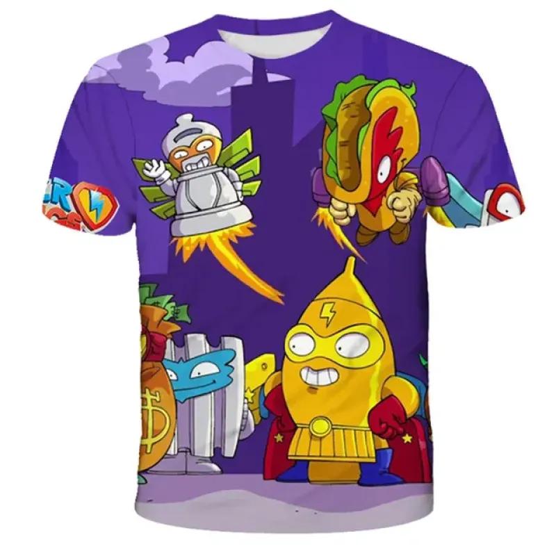 Super Zings T-shirt Summer Children's Boys and Girls Printed Cartoon T-shirt Old Children's Fashion Casual Top Clothing