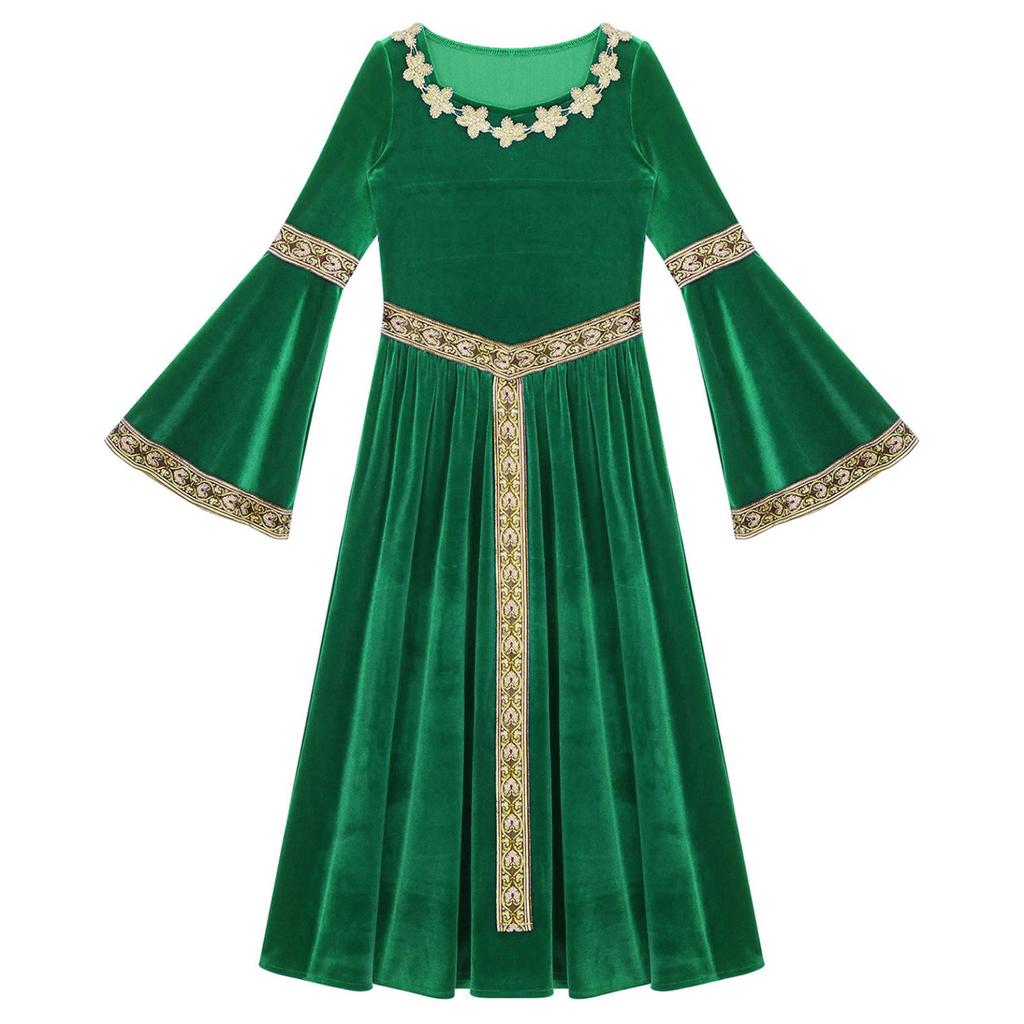 Girls Medieval Princess Costume Renaissance Costume Robe Retro Gown Dress for Halloween Cosplay Dress Up