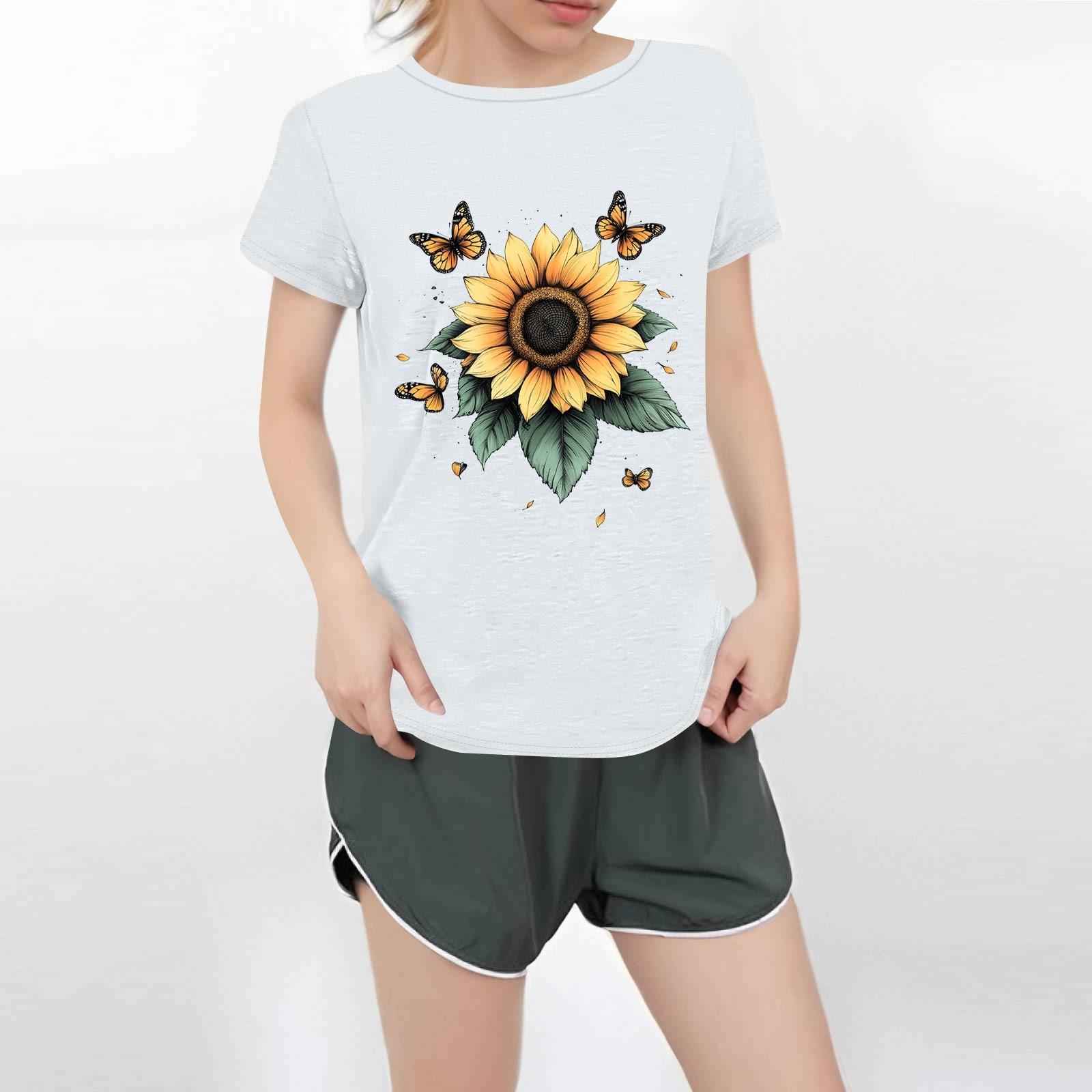 

Женская повседневная футболка с круглым вырезом и короткими рукавами с принтом L белый