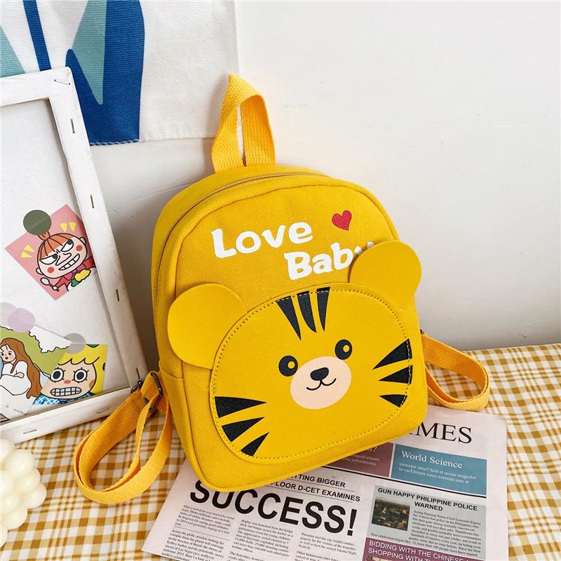 Adorable Animal Print Canvas Backpack For Kids Lightweight Breathable Design