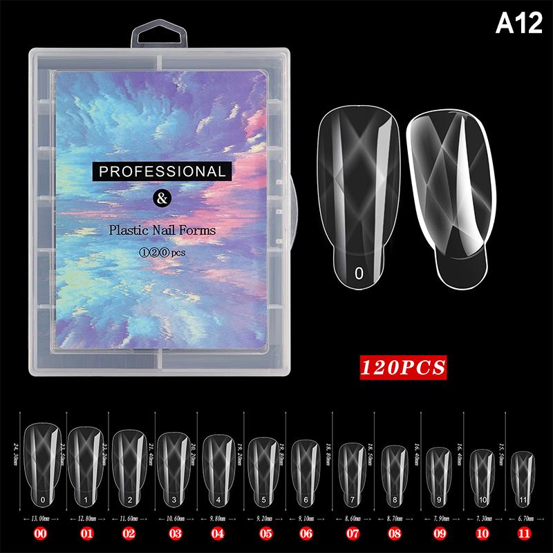 120 Pcs/Set Clear Dual Forms False Nails Full Cover Quick Building Gel Mold Tips Nail Extension Molds Upper Forms For Nails Tips