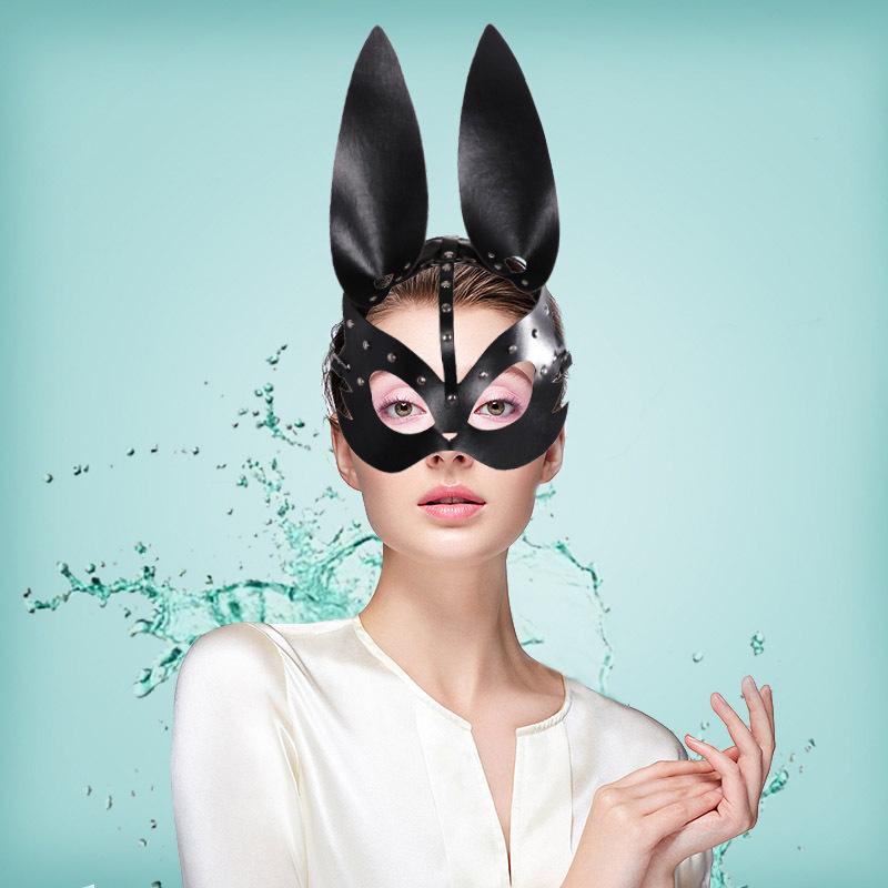 Punk, Leather Rabbit Mask, Ball Party Decoration, Halloween, Carnival, Animal Makeup, Costume Props, Cosplay Props