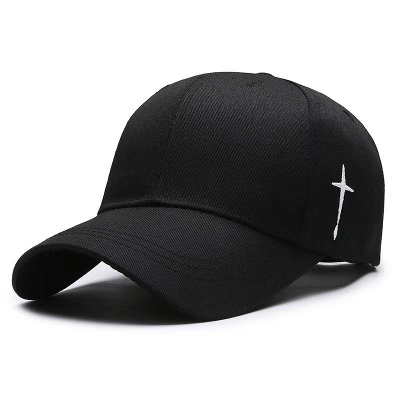 Unisex Couple's Hat - Casual, Versatile Sun Hat, Sun Protection Baseball Cap with Embroidered Side Cross Design