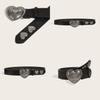 Trendy Pu Leather Belt With Metal Button Closure For Streetwear Teens