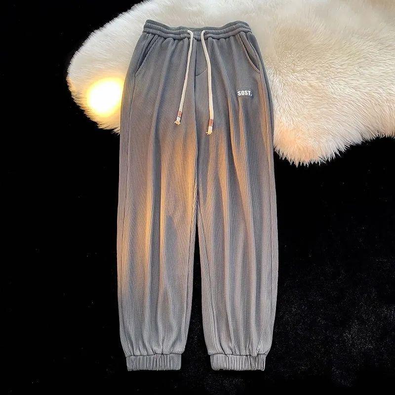 Creamy White Corduroy Unisex Pants: Versatile, Casual, High Street Fashion for Autumn and Winter