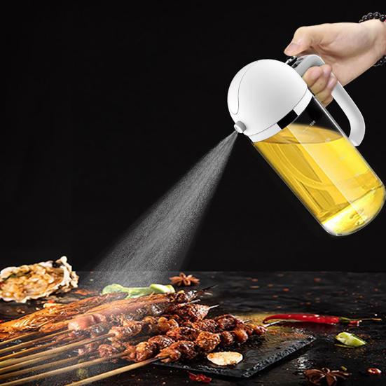 Yousheng 500ml Oil Sprayer Anti-clogging 2-in-1 Glass Clear Scale Vinegar Dispenser for Barbecue