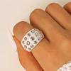 New Fashion Resin Acrylic Geometric Adjustable Ring for Women Punk Silver Color Rivet Big Thick Rings Gothic Jewelry