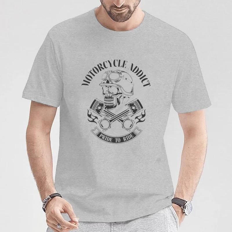 Motorcycle Addict Biker Chopper Bobber Motard Motorrad Summer Short Sleeve Plus Size Print Men T-Shirt Summer  T Shirt