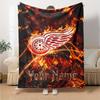 Name Custom Detroit Red Wings Logo Print Flannel Blanket High Quality Warm Comfortable Cover for All Seasons Perfect for Gifts Home Decor