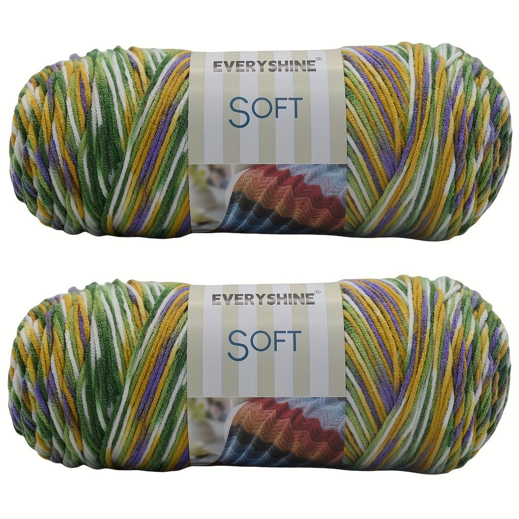 Soft Acrylic Yarn 2-Pack 190 g/pc 5Ply Medium Weight  Multicolor Yarn for Knitting, Crochet & Crafts - Ideal for Sweaters