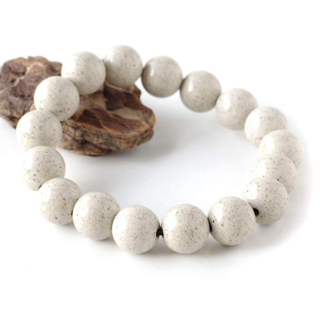 [ZŁOTY KAMIEŃ] Bransoletka z kamienia Beitou, 12mm, Tajwańska, Mierzona ilość jonów ujemnych, Rad, Średnica wewnętrzna: Około. 16,5 cm