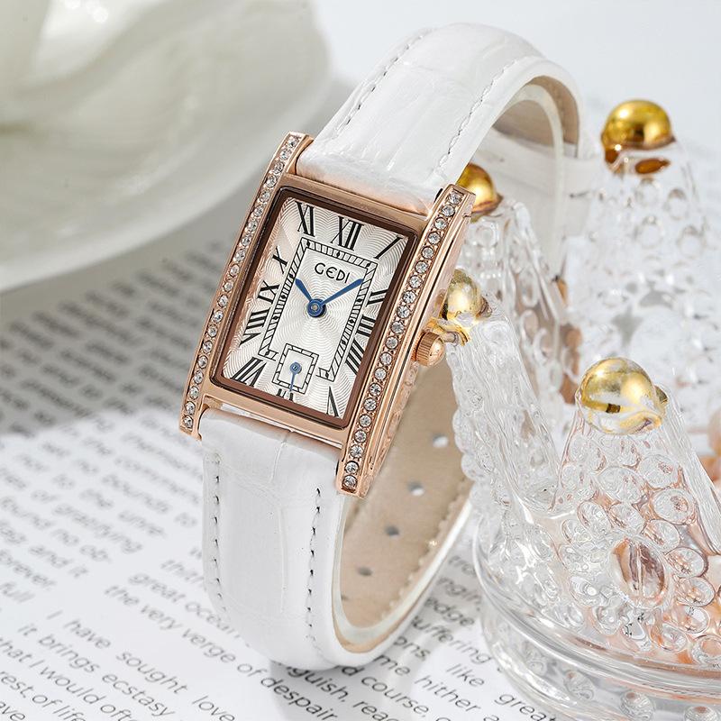 Retro Style Temperament Small Square Watch Niche High Sense Student Watch Women'S Belt Quartz Watch