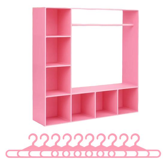Mini Doll Wardrobe with 10 Hangers Doll Clothes Storage Closet for Display Dollhouse Accessories for 15/17cm Dolls